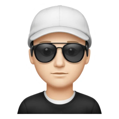 검은 안경을 쓰고 하얀 캡모자를 쓰고 흰 옷을 입은남자 sticker