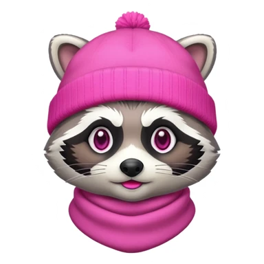 racoon with pink and white beanie sticker