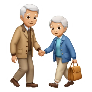 child helping an elderly person walk, kind and friendly sticker