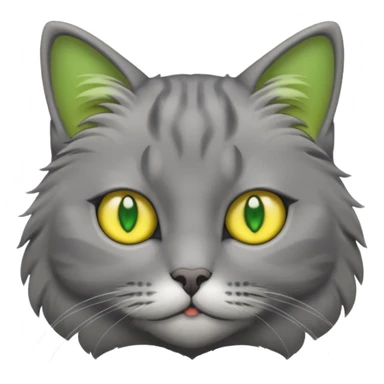 Cat grey with yellow and green eys sticker