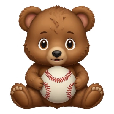 Baby bear with baseball sticker