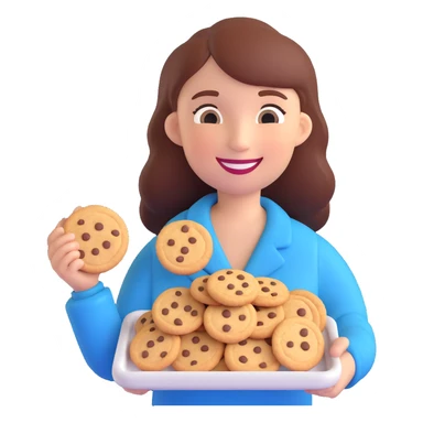 smiling person who loves to bake holding a tray of cookies emoji sticker