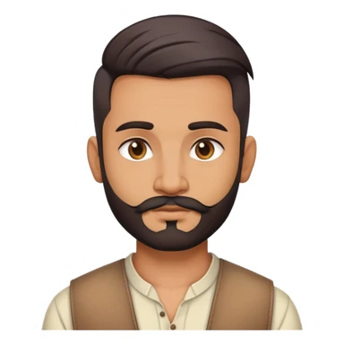 indian man with undercut hair style in casual dress with light facial hair, normal face sticker