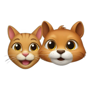 cat and squirrel face each other sticker