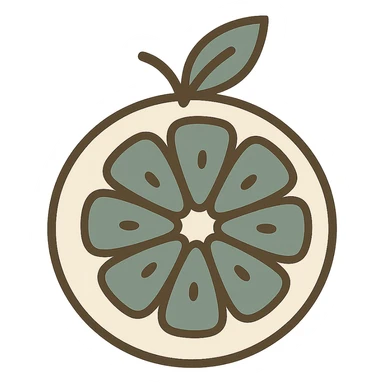 Edit the flat icon of a pink grapefruit sliced in half using a different 3-4 color palette. Keep the design minimal and clean with no background. sticker