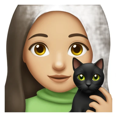 Brunette brown eyed girl with her green eyed black cat  sticker