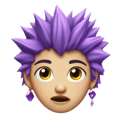 one girl with purple crystal spiky hair sad and tears crying unhappy sad eyes sticker