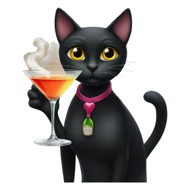 Black cat smoking and drinking a martini she’s a lady cat  sticker