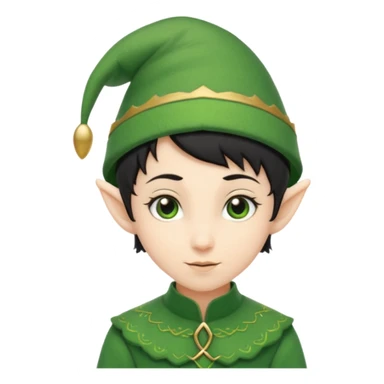 elf with short black hair and green hat sticker