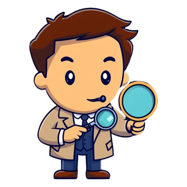A detective looking through a magnifying glass sticker