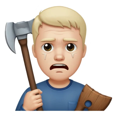 A man holding an axe and crying sticker