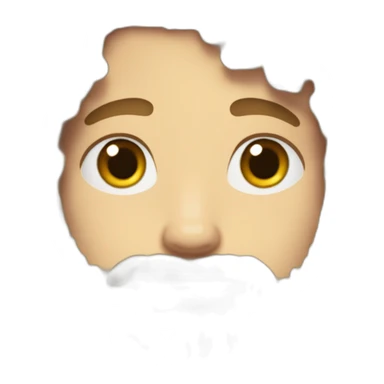 White boy, white skin, brown eyes, curly and dark blonde hair on the top and short on the sides, and beard sticker