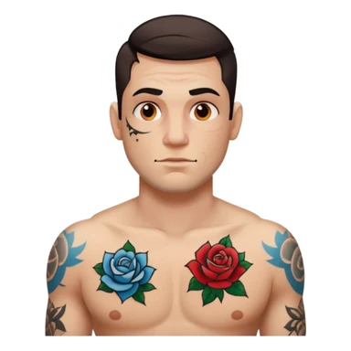 tattoo man, white skintone,tattoos on face, more visible, bulky man with tattos on his chest. sticker