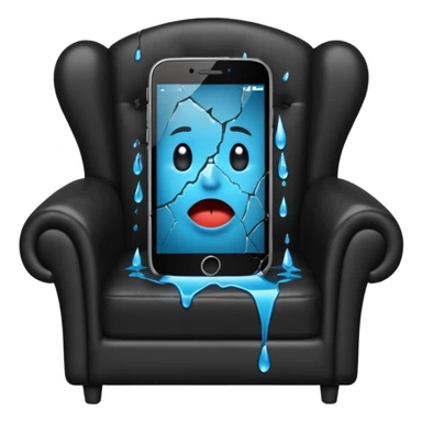 a phone in a chair looking sad and crying sticker