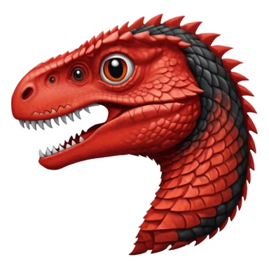 red and black velociraptor face, uninterested expression, only the face sticker