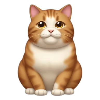 Very fat brown cute cat sticker