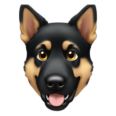 German shepherd big head very small eyes black fur sticker