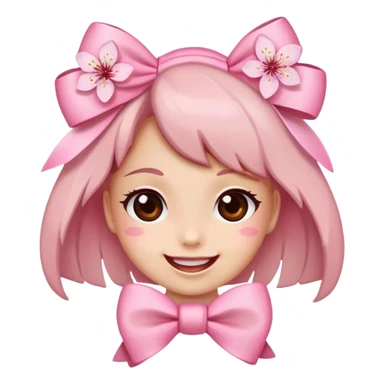 happy face with a pink Cherry blossoms bow sticker