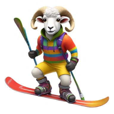 Skiing ram sticker
