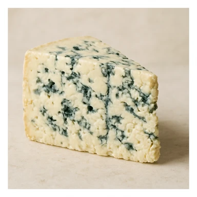 blue cheese wedge, realistic texture, visible blue veins, appetizing, neutral background sticker