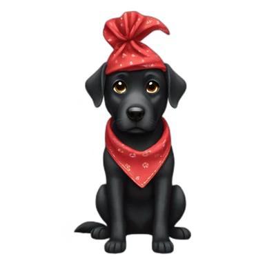 black-dog-with-a-red-bandana-around-its-neck sticker