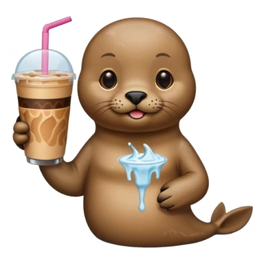 Seal with iced coffee sticker