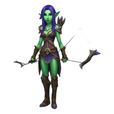 warcraft night elf hunter female holding bow sticker