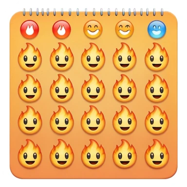 A page from a wall calendar that starts burning from the bottom right corner. Use soft and pastel tones. Make the emoji image resemble the basic set of smileys like on the iPhone. sticker
