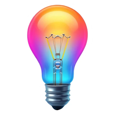 Generate a high-quality image of a glowing neon light bulb, bright vibrant colors, realistic glow effect, smooth gradient colors, no human figures, no facial features, no brand markings, simple dark background, high-reso

 sticker