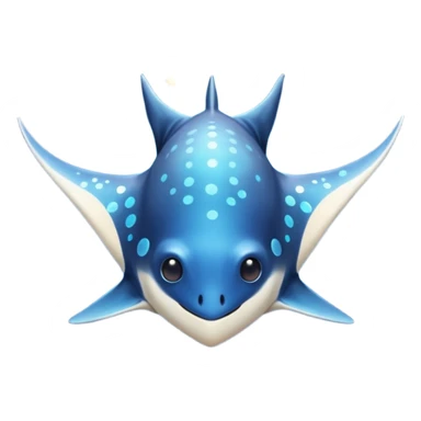 Starseed Manta emoji – full body, manta ray with wide wings, smooth glowing spots like small stars across its body, one central star crystal on its back, slight side angle, cute emoji style, no background sticker