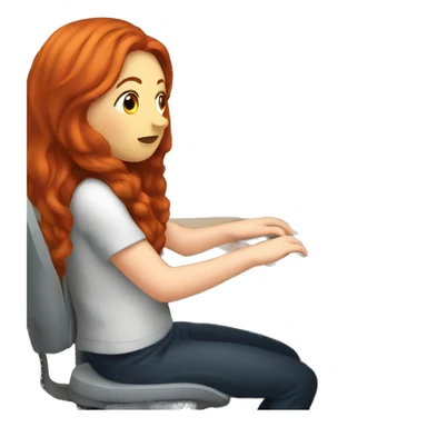 plump redhead girl at the computer sticker