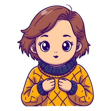girl with clear skin, bright eyes, healthy hair, kawaii style, oversized sweater, cute accessories, big eyes, playful expression sticker