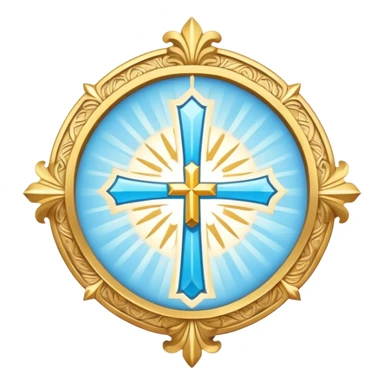 saint emblem with light blue cross and divine rays sticker