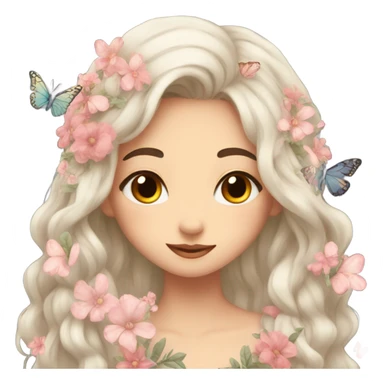 shy uwu emojis with flower and butterfly sticker