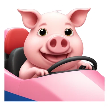 Pig in racing car sticker
