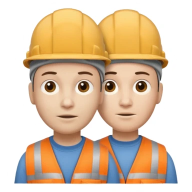 one person who has conjoined heads (total 2, joined at the neck). One head wears a construction cap, the other a woolen beanie. sticker