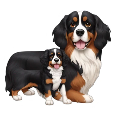 tricolor-king-charles-cavalier-and-a-bernese-mountain-dog sticker