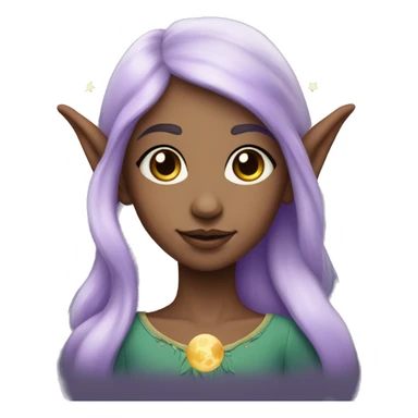 Girl elf with lilac hair and a moon on her forehead sticker