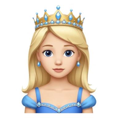 Princess in Blue Dress with Tiara, Blonde Hair sticker