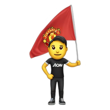 Manchester United Supporter Holding a Flag sticker