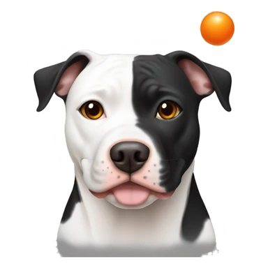 Black white pit bull with orange ball sticker