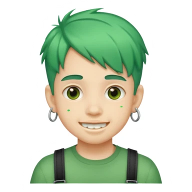 kid with braces green hair sticker
