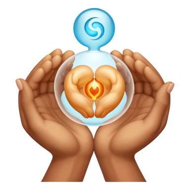 two hands gently holding an embryo symbol sticker