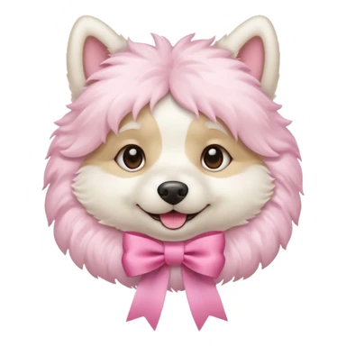 white dog with pink ribbon sticker