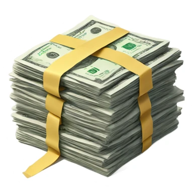 Stack of money placed on top of each other, the money is rectangular, stapled with one paper strip sticker