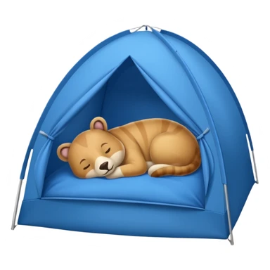 Blue tent with a Slow animal sticker