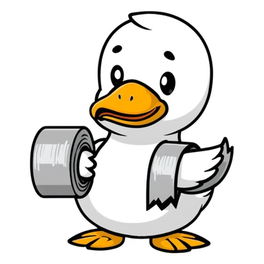 duck holding a roll of duct tape sticker
