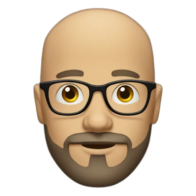 bald man in his thirties with a beard and mustache and glasses sticker