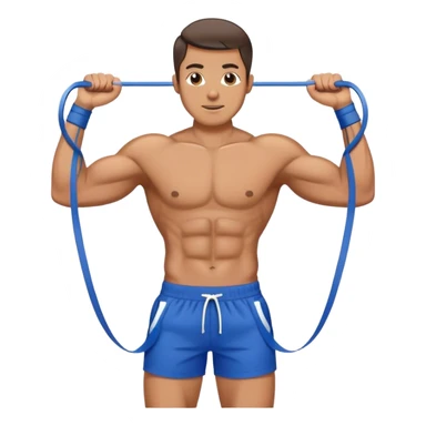 fit man with blue shorts resistance bands exercises sticker