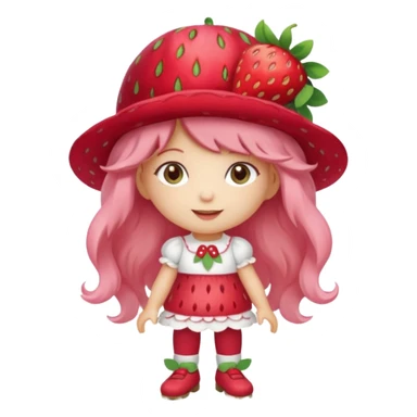 Strawberry shortcake human girl full body and legs with a strawberry hat on her hair without a cake sticker